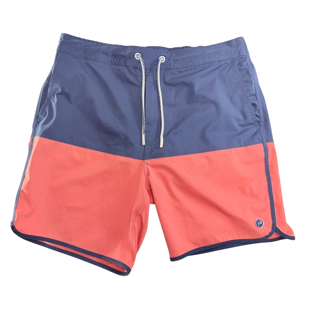 johnnie-O Swim Trunks Mens Medium Blue Pink Colorblock Board Shorts